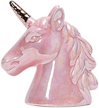 Hosoncovy Ceramic Unicorn Piggy Bank Coin Bank Money Box Children Bedroom Decoration Birthday Gifts (Pink)