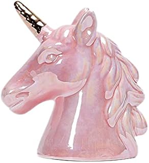 Hosoncovy Ceramic Unicorn Piggy Bank Coin Bank Money Box Children Bedroom Decoration Birthday Gifts (Pink)