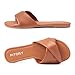 FITORY Women's Flat Sandals Fashion Slides With Soft Leather Slippers for Summer All Brown Size 8.5