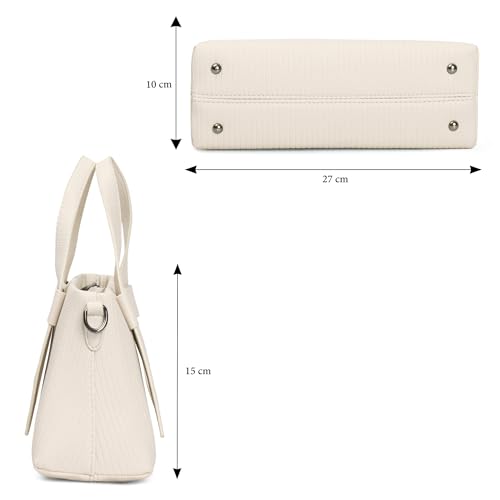 Image of EXOTIC Valeria Satchel Sling Bag for Women | Textured Leatherette Handbag with Top Handle & Detachable Crossbody Strap | Multi-Compartment Structured Purse