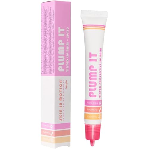 Skin in Motion | Plump It Hydrating, Nourishing & Protecting Tinted Lip Balm with SPF 30 | Long Lasting Plumping Lip Balm Gloss | Sheer Berry Pink, 15ml