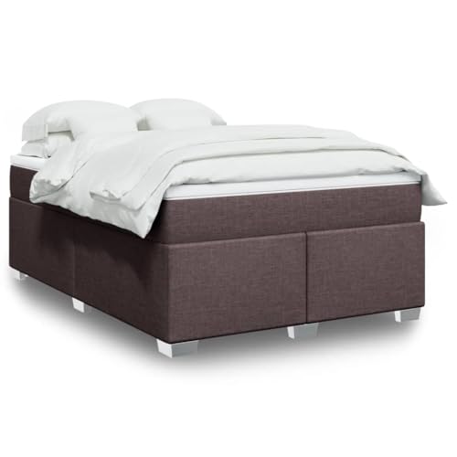 Juroupi Cama Box Spring con colchón Cama con colchon Estructura Cama Base de Cama somier Tela marrón Oscuro 140x190 cm - 3285133