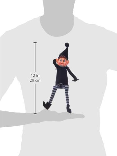 Elves Behavin Badly 12" Bendable Poseable Elf with Vinyl Head - Christmas Accessory (Black Elf - 1 Boy & 1 Girl)