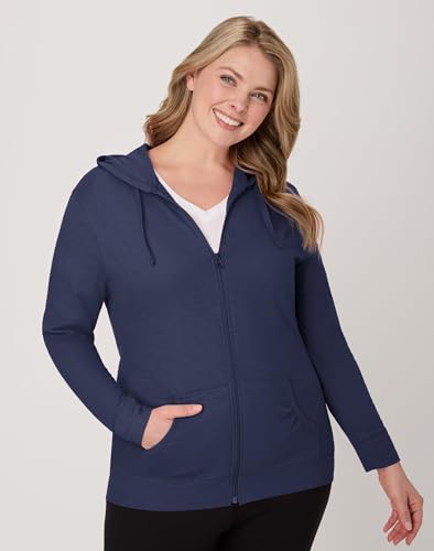 Image of Hanes Women's Lightweight Full Zip Hoodie, Textured Cotton Zip Up, T-Shirt Hoodie