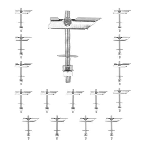 Taco Basculante de Acero Carbono, 16 Piezas Tarea Pesada Tacos Pladur, M8 x 100 mm, Anclaje Basculante Para Fijación de Acero al Carbono, Pernos de Palanca Anclajes para Paneles de Yeso