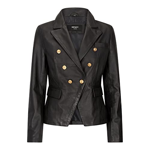 Blouson en cuir véritable femme noir doré résout le manque de style vintage