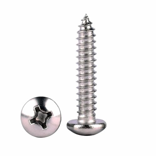 50 Piezas Tornillos para Madera #14 x 1-1/2 pulgadas con Cabeza Pan Phillips de Acero Inoxidable 304 18-8 Autorroscantes miniatura 5
