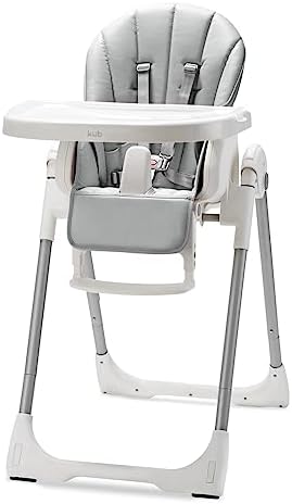KÜB 3-in-1 Foldable Baby High Chair (Grey) | Multifunctional Infant HighChair for Babies & Toddlers | Removable Seat & Tray for Easy Clean | 7 Height & 4 Recline Adjustable | 2 Locking Wheels | Safe