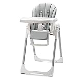 KÜB Trona de Bebe Evolutiva Compacta, Plegable, Ajustable y Regulable con Bandeja Extraíble - Sillita de Bebé Alta Infantil con Respaldo Reclinable para Niños - Edad 6 a 36 meses. (Gris)