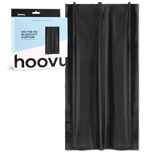 Hoovy Portable Blackout Curtain with Suction Cups, Black, Adjustable 25-50" Wide x 78" Tall, for Travel, Nursery, and Hotel