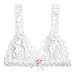 Satini Sissy Frilly Lace Fitted Satin Bralette (White, M)