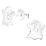 925 Sterling Silver Halloween Ghost Stud Earrings (Nickel Free)