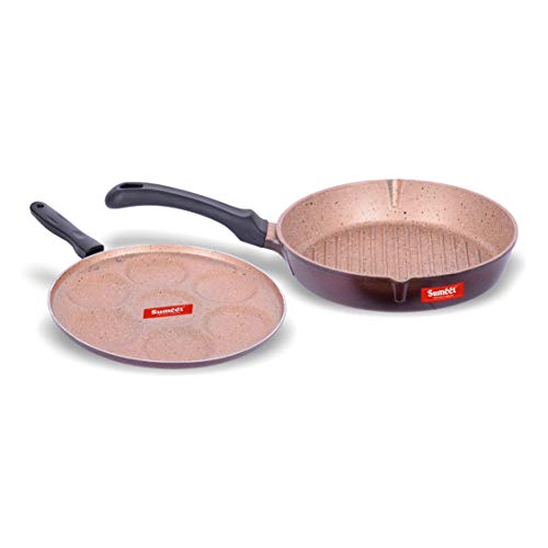 Image of Sumeet Nonstick Granite Finish PACER Cookware set (Multi Snack Maker - 7 Cavity - 26.5cm Dia + Round Grill Pan 25.5cm Dia)