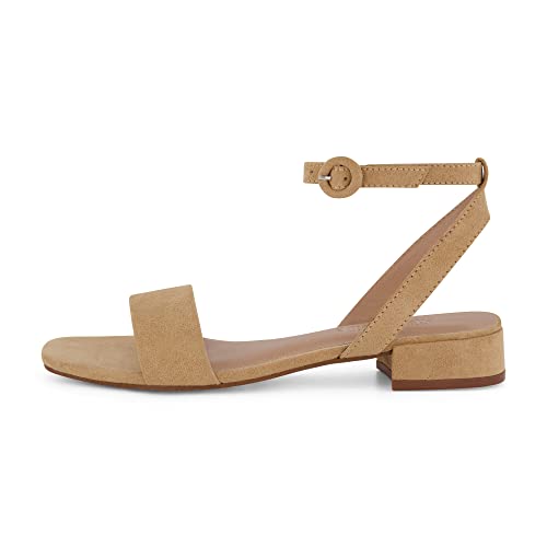 Cushionaire Women's Nobu One Band Low Block Heel Sandal +Wide Widths Available, Beige 9 W #TOP1