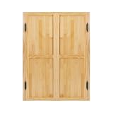 Schwingtür Holz Pendeltür, Saloontür Massivholz 28mm Dicke, Zaun Tür, Innen Raumteiler Tür für Küche, Wohnzimmer, Café, Bar, Restaurant, Büro, 81x107cm (Logfarbe)