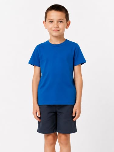 Image of LittleSpring Boys Girls T Shirt Rainbow Striped Cotton Crewneck Tees for Kids Fashion