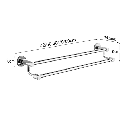 Porte-serviette mural double acier inoxydable 70cm, support et barre de rangement