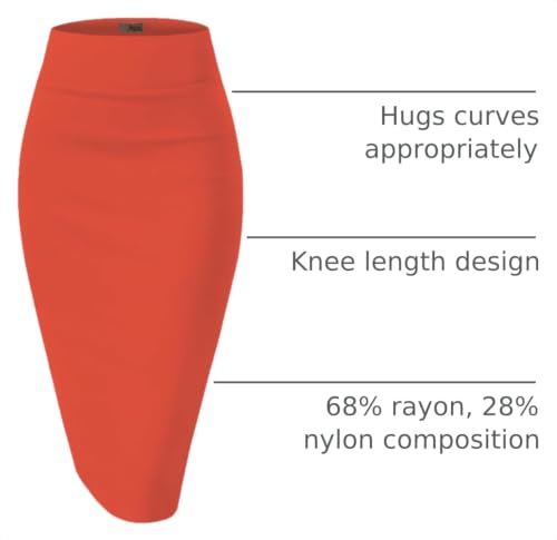 Image of Hybrid & Company Women's Premium Nylon Ponte Stretch High Waist Pencil Suit Skirt Below Knee
