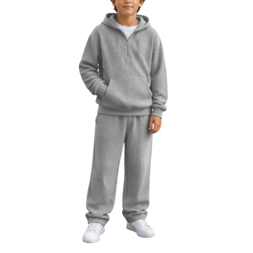 4T Girl Matching Outfit Sets Boys Sweatsuit 2 Piece Waffle Knit Quarter Zip Hoodie Matching Tracksuit Fall 2026 Fashion Conjunto De Niño Dressly Capsule Wardrobe