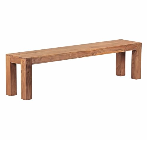 Wohnling Esszimmer Sitzbank Mumbai Massiv-Holz Akazie 180 x 45 x 35 cm Holz-Bank Natur-Produkt Küchenbank im Landhaus-Stil