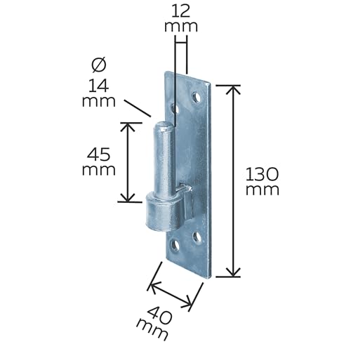 Alberts 306809 Kloben auf Platte | Süddeutsche Form mit DI oder DII-Haken | galvanisch blau verzinkt | Dornmaß Ø14 mm | Platte 130 x 40 mm