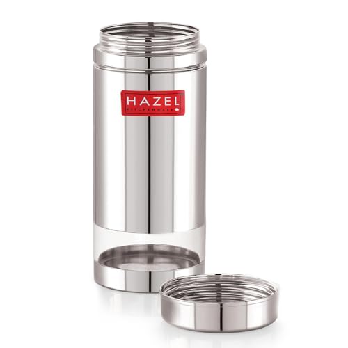 Image of HAZEL Stainless Steel See Through Transparent Container | Kitchen Air Tight Storage Dabba Containers Set of 2, 950 ML