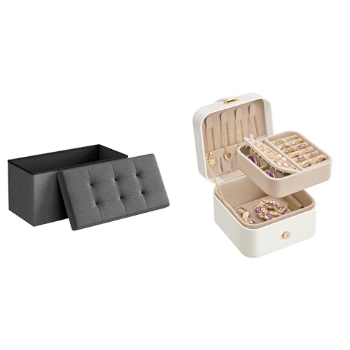 SONGMICS 30-Inch Folding Storage Ottoman Bench