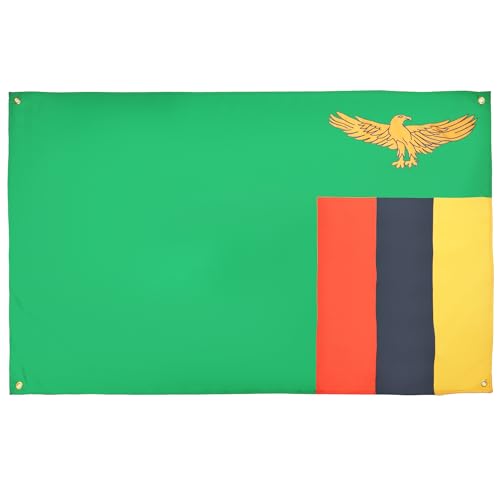 AZ FLAG Drapeau Zambie 150x90 cm avec 4 oeillets, Pavillon Zambien pour balcon ou mur