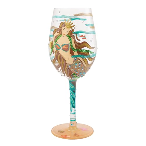 Enesco Lolita Mystical Mermaid Hand-Painted Artisan Wine Glass, 15 Ounce, Multicolor