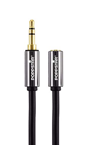 POPPSTAR 2m AUX 3.5mm Stereo Audio Cable (jack cable, plug to socket, gold plated), extension cable for headphones smartphone - Image 2