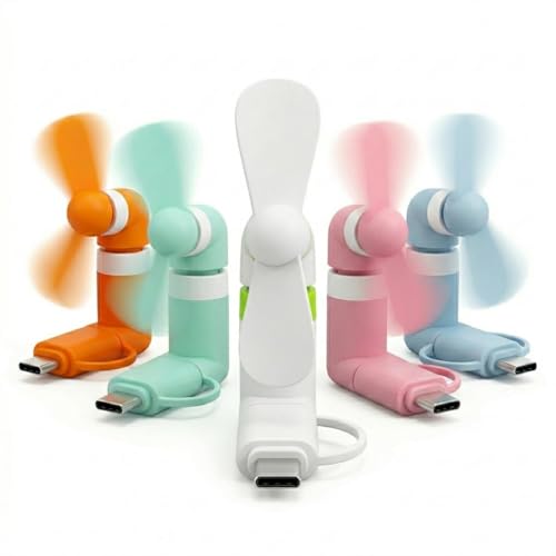 Handyvenrilator, Handyventilatoren, Handy Ventilator, Handyventilqtor, Fan for Iphone, 3-in-1 Kleiner Tragbarer Leiser Handy-Lüfter, Geeignet für Handys mit Android-, Apple- und Typc-C-Schnittstellen