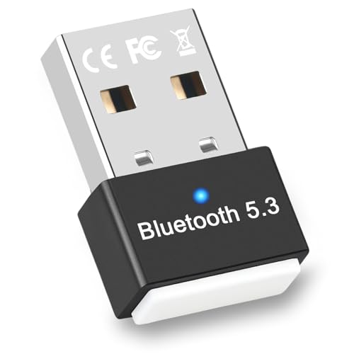 GAROGYI USB Bluetooth 5.3 Adapter for PC Supports Windows 11/10/8.1/7, Plug and Play For Windows 11/10,Mini 5.3+EDR Bluetooth Dongle Receiver&Transmitter for PC,Laptop,Keyboard,Mouse,Headsets,Speakers
