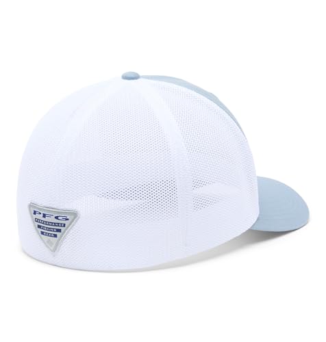 Image of Columbia Unisex PFG Fish Flag Mesh Ball Cap, Dockside Blue /White /US Fish Flag, L /XL