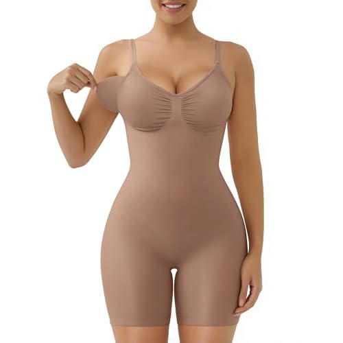SHAPERX Shapewear for Women Tummy Control Bodysuit with Removable Pads Butt Lifter Body Shaper Shorts