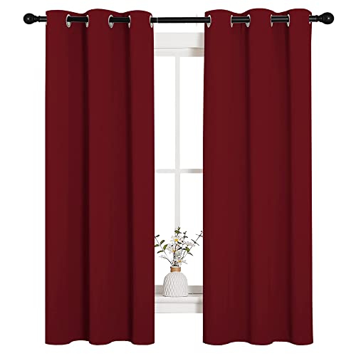 Image of NICETOWN Christmas Window Curtains Blackout Drapes, Thermal Insulated Solid Grommet Blackout Curtains /Draperies for Living Room (Burgundy Red, 1 Pair, 34 by 63 inches)