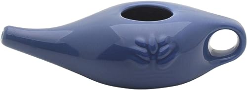 Pot de nettoyage nasal en céramique de 250 ml, kit de lavage nasal en céramique, pour rinçage nasal ou douche nasale (bleu)