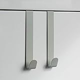 Premium Over The Door Hook 2-Pack. Quality Design Made with Stainless Steel with Beautiful Warm Grey Powder Coated Finish. Great as Towel Hook, Coat Hook, Over Door Hooks Organizer.