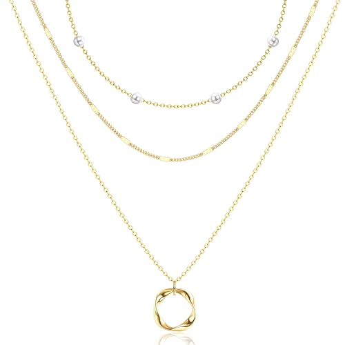Besteel 3Pcs Dainty Layered Necklaces for Women - Paperclip Choker Necklace Stacks Set Trendy Simple Layering Chain Pendant Jewelry Non Tarnish Gifts