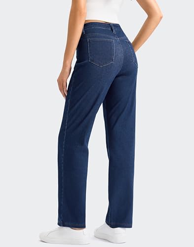 Image of Rammus Straight Leg Jeans for Women | Stretchy, Pull on, Sweatpant Jean, High Waisted, Denim Pants, Trendy, Jeggings, Bootcut, Comfortable