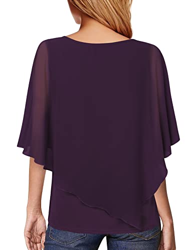 Lotusmile Blouses For Women Dressy Casual, Womens Flattering Plus Size Formal Tops Loose Fit Holiday Blouse Cute Shirts For Dates Woman Work Blouse Summer Business Casual Top (Dark Violet, Xxx-Large) #TOP1