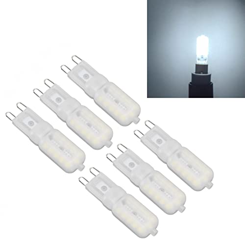22 Bombilla LED, Protección Ocular Regulable Disipación de Calor Rápida Ahorro de Energía 6 Uds Bombilla Pequeña G9 5W para Lámpara de Techo para Lámpara de Escritorio (Luz blanca 220 V)