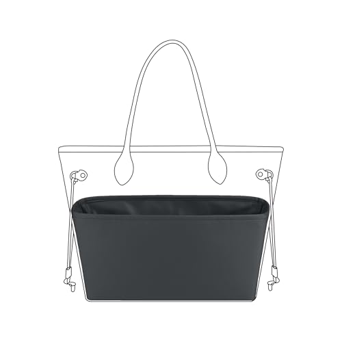 Image of DGAZ Purse Organizer Insert Fits Neverfull-Mini /PM /MM /GM Bags,Silk Bag Organizer,Luxury Handbag & Tote Shaper(MM, Grismeyer)