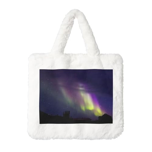 Sac à main en peluche Aurora Polaris blanc pour femme grand sac fourre-tout doux taille unique