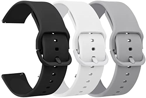 YILED Silicone Watch Bands Quick Release 20mm 22mm, Soft Sport Replacement Watch Strap for Women Men (20mm, Black+White+Grey)
