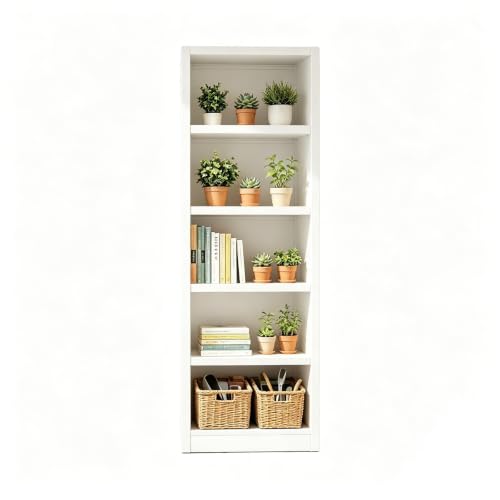 Estantería Alta, Unidad De Almacenamiento Independiente Delgada, Estantería Estrecha Blanca De 5 Niveles, Estantería De Exhibición Que Ahorra Espacio for Dormitorio, Baño, Sala De Estar(White)