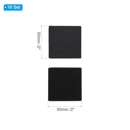 Image of PATIKIL 2x2 Inches Hook and Loop Dots, 16 Sets Nylon Blend Square Self Adhesive Tape Strong Sticky-Back Fasteners Double-Sided Adhesive Strip for Office Home Crafting, Black
