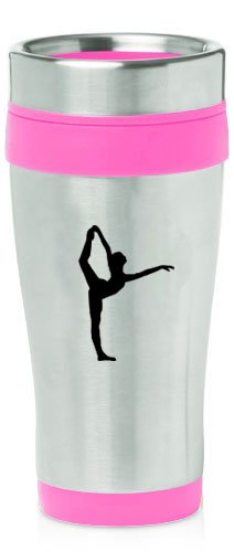 Hot Pink 16oz Insulated Stainless Steel Travel Mug Z1782 Dancer Gymnastics