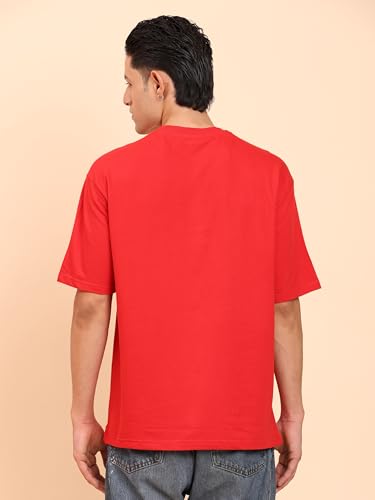 Image of Amazon Brand - Anarva Men's Oversized Cotton T-Shirt | Crew Neck | Half Sleeve | Solid Casual Tee