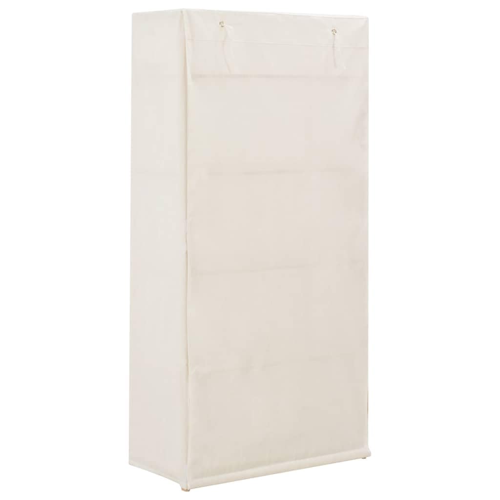 Kleiderschrank Weiß 79 x 40 x 170 cm Stoff mit 4 festen Regalböden und Kleiderständer – Praktische Kleiderbox zur Aufbewahrung von Kleidung und Schuhen