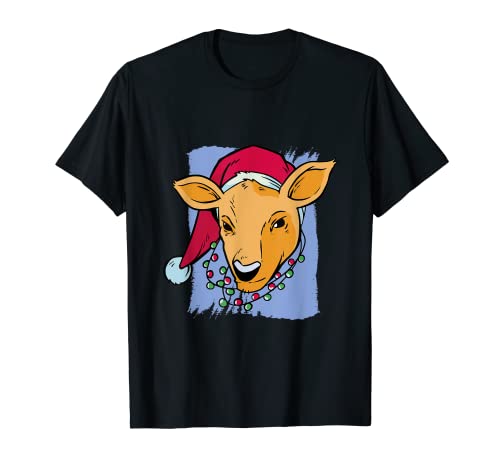 Reh mit Weihnachtsmann Mütze Xmas für Jäger T-Shirt
